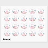 Meisjes Schattig Roze Waterverf Vlinder Kids Verja Ronde Sticker (Vel)