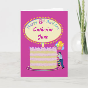 Meisjes Schattige 8e verjaardag gepersonaliseerd Kaart