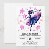 Meisje's Schattige Ballerina Verjaardag Kaart (Voorkant / Achterkant)