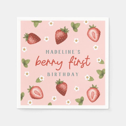 Meisjes Schattige Berry Eerste Zomer Kinder 1e Ver Servet (Voorkant)