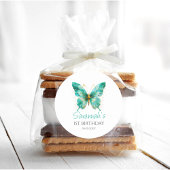 Meisjes Schattige Blauwgroen Groene Vlinder 1e Ver Ronde Sticker