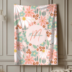 Meisjes Schattige Chic Pink Daisy Wildflower Fleece Deken