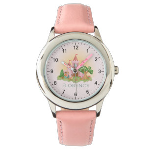 Meisjes Schattige en Roze Princess Castle Sprookje Horloge