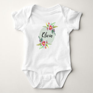 Meisjes Schattige Lente Botanische Bloemen En Naam Romper