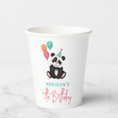 Meisjes Schattige Oerwoud Panda Beer 5e Verjaardag Papieren Bekers (Voorkant)