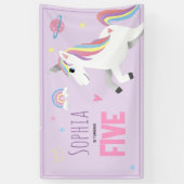 Meisjes Schattige Paarse Eenhoorn Kinder 5e Verjaa Spandoek (Verticaal)