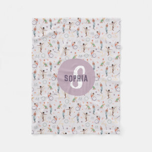 Meisjes Schattige Paarse Turnen Patroon Monogram K Fleece Deken