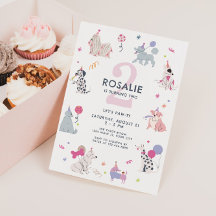Meisjes Schattige Pastel Dog Let's Pawty Verjaarda