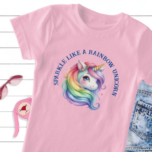 Meisjes Schattige Rainbow Eenhoorn Custom Slogan T T-shirt