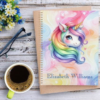 Meisjes Schattige Rainbow Unicorn Aangepaste naam Planner