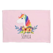 Meisjes Schattige Regenboog Waterverf Eenhoorn & N Kussensloop (Voorkant-Links)