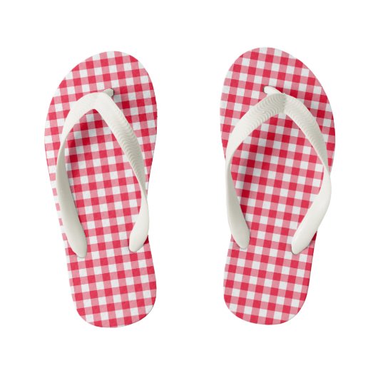 Meisjes Schattige Rode Gingham Teenslippers (Voetbed)