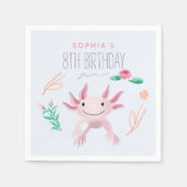 Meisjes Schattige Roze Kawaii Axolotl 8e verjaarda Servet (Voorkant)