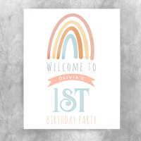 Meisjes Schattige Roze Regenboog Eerste Verjaardag