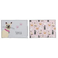 Meisjes Schattige Siamese Kat Paw Prints Naam Kind