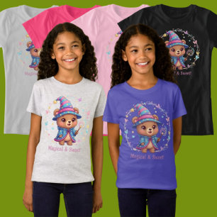 Meisjes Schattige Tovenaar Beer Magisch Zoete Kled T-shirt