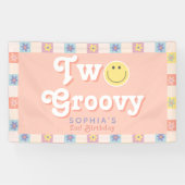 Meisjes Schattige Twee Groovy Boho 2e verjaardag Spandoek (Horizontaal)