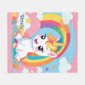 Meisje's Schattigee Eenhoorn Rainbow Aangepaste Na Fleece Deken (Voorkant (Horizontaal))