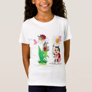 Meisjes Schattigee lieveheersbeestje Floral T-shir T-shirt
