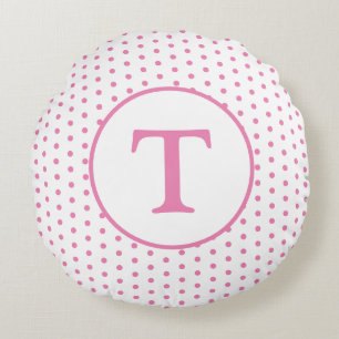 Meisjes 'Schattigee Roze & Witte Polka-Dot Ronde K Rond Kussen