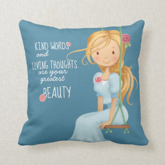 Meisjes schoonheid inspirerend citaat gooit kussen