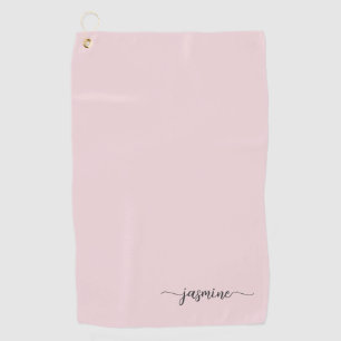 Meisjes Simple Blush Pink Monogram Name Script Gol Golfhanddoek