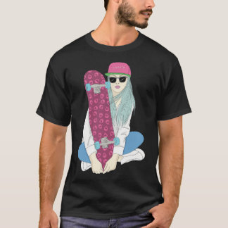 Meisjes Skate Skateboard Skateboarden Doen Een Kic T-shirt