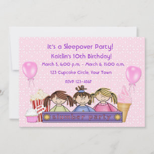 Meisjes Slapepover Party Birthday Invitation Kaart