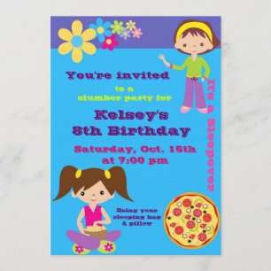 Meisjes Sleepover Pajama Slumber Party Invitation Kaart