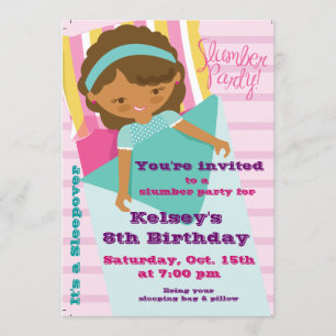 Meisjes Sleepover Pajama Slumber Party Invitation Kaart