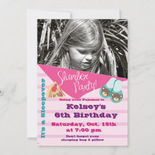 Meisjes Sleepover Pajama Slumber Party Invitation Kaart