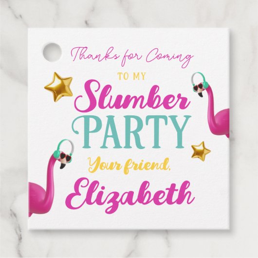 Meisjes Sleepover Slumber Verjaardagsfeestje Bedankjes Labels (Voorkant)