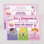 Meisjes Slumber Party Sleepover Pajama Uitnodiging (Voorkant / Achterkant)
