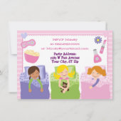 Meisjes Slumber Party Sleepover Pajama Uitnodiging (Achterkant)