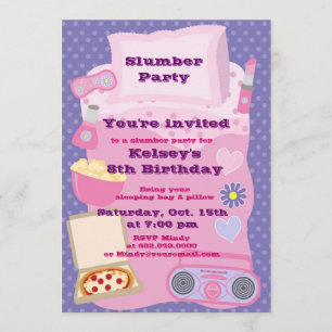 Meisjes Slumber Party Sleepover Pajama Uitnodiging