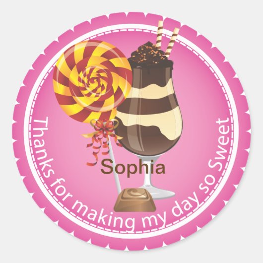 Meisje's Snoep Party Favor Verjaardag Sticker (Voorkant)