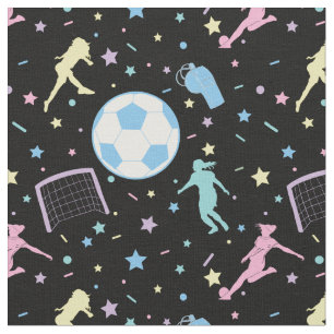 Meisjes Soccer Silhouettes Stars en Sparkles Stof