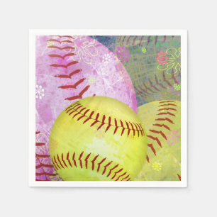 Meisjes softbal partij gepersonaliseerd servet