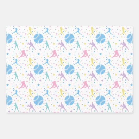 Meisjes Softbal Speler Sterren Inpakpapier Vel (Voorkant 3)