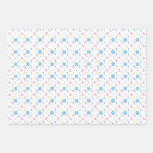 Meisjes Softbal Speler Sterren Inpakpapier Vel (Voorkant)