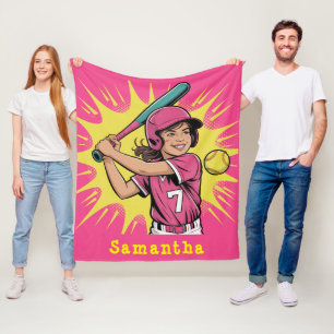 Meisjes Softbal Verjaardag Party Gift Fleece Deken