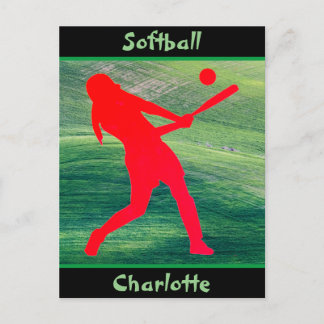 Meisjes Softball Batter op groen Briefkaart
