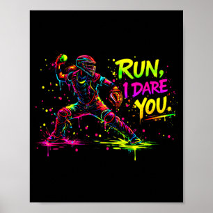 Meisjes Softball Catcher Grafisch Vet Kleurspatten Poster