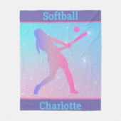 Meisjes Softball Pastel Fleece Deken (Voorkant)