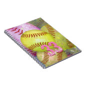 Meisjes Softball Roze, gepersonaliseerd Notitieboek (Rechterzijde)