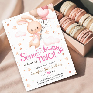 Meisjes Sommige Konijntje is TWEE! Bunny 2e Verjaa Kaart