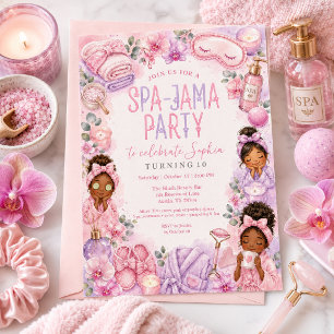 Meisjes Spa-Jama Roze Paarse Spa Verjaardagsfeestj Kaart