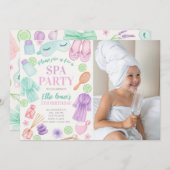 Meisjes Spa Verjaardag foto uitnodiging (Voorkant / Achterkant)