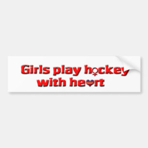Meisjes spelen hockey met vrouw hockey team bumpersticker