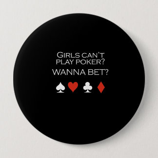 Meisjes spelen poker T-shirt wit Ronde Button 4,0 Cm